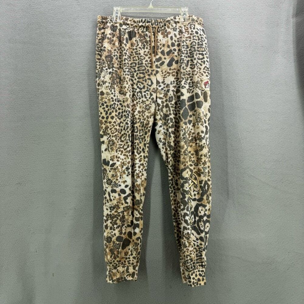 Buc-ees Womens Brown Off White Leopard Print Lounge Sweatpants 2XL